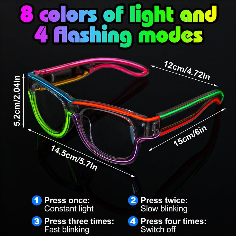 Xgood LED Glasses Multi-Color (8 Colors) Light Up Glasses w/o Wires Neon Glow Glasses for KTV, EDM, Rave Parties and Cosplay - Image 3